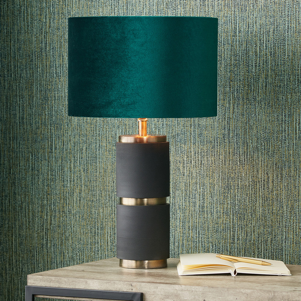 Alnico Black & Brass Metal Textured Table Lamp - Base Only